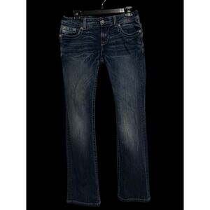 Miss Me Jeans Womens Size 28 Embellished Fleur Dark Wash Denim Low Rise